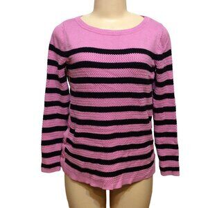 Talbots Women Sweater Petite Small Pink Black Rayon Blend